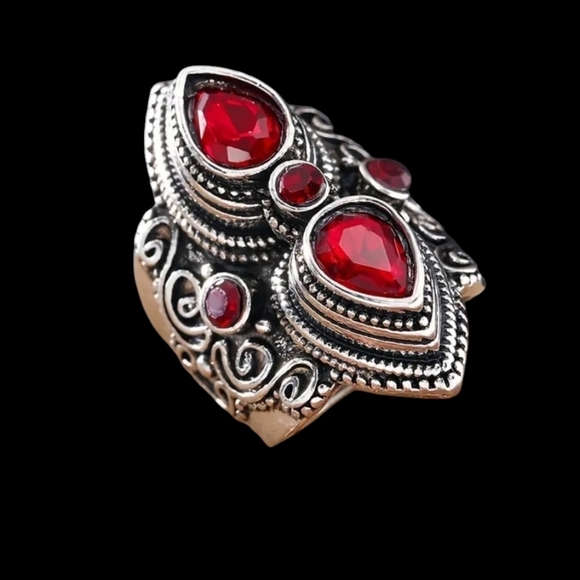 NEW Vintage Boho look red cubic zirconia size 7 - Picture 9 of 13